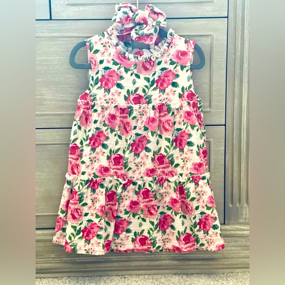 Floral Sleeveless Dress with Matching Headband